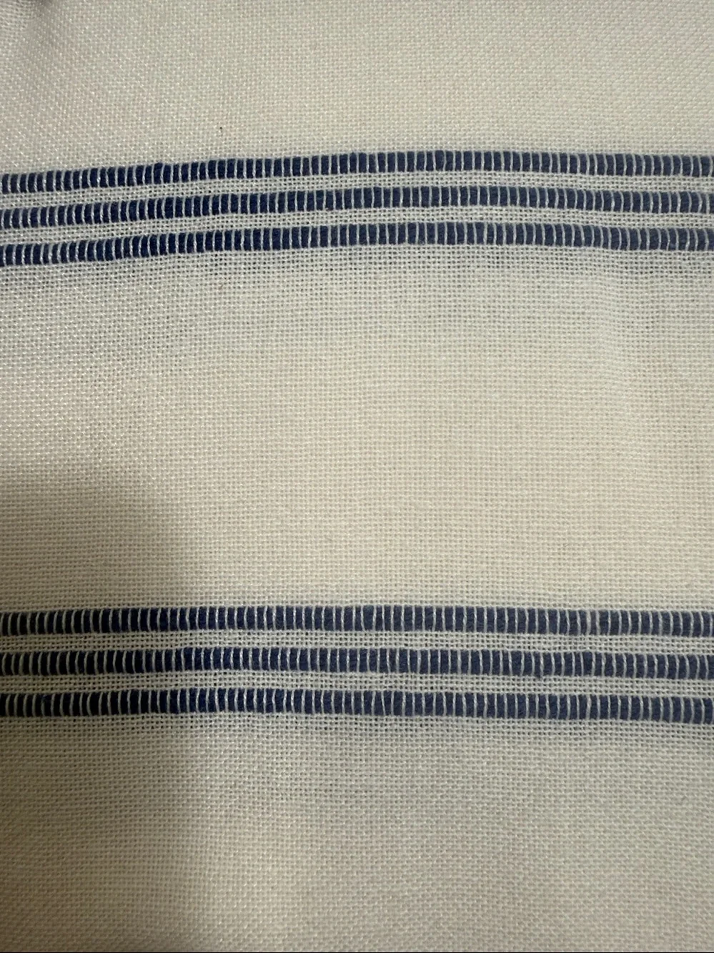Threshold White Ivory and Blue Striped Tablecloth Oblong, Size 60x84, NWT
